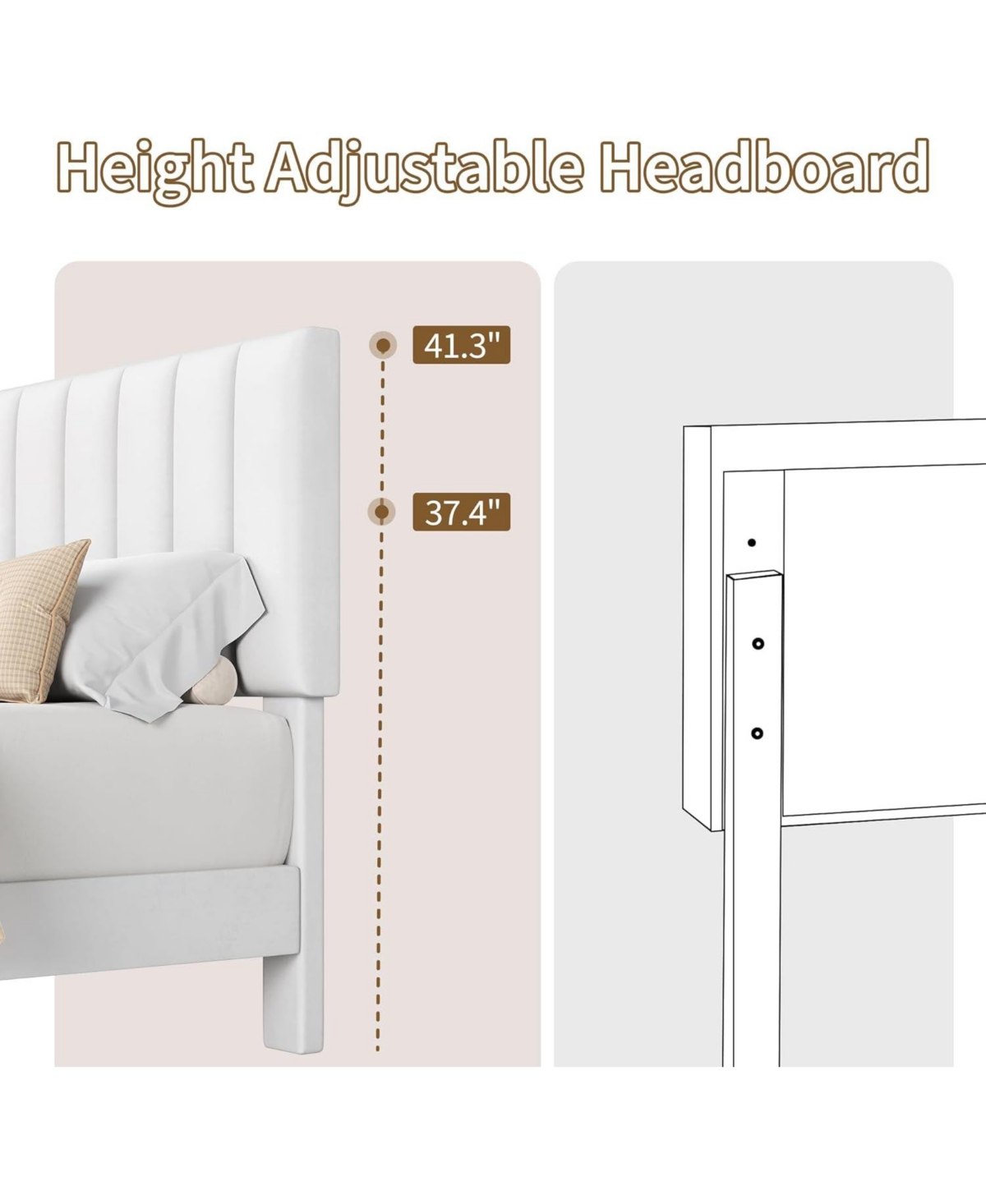 gaomon Bed Frame, Upholstered Platform with Adjustable Vertical Channel Tufted Headboard