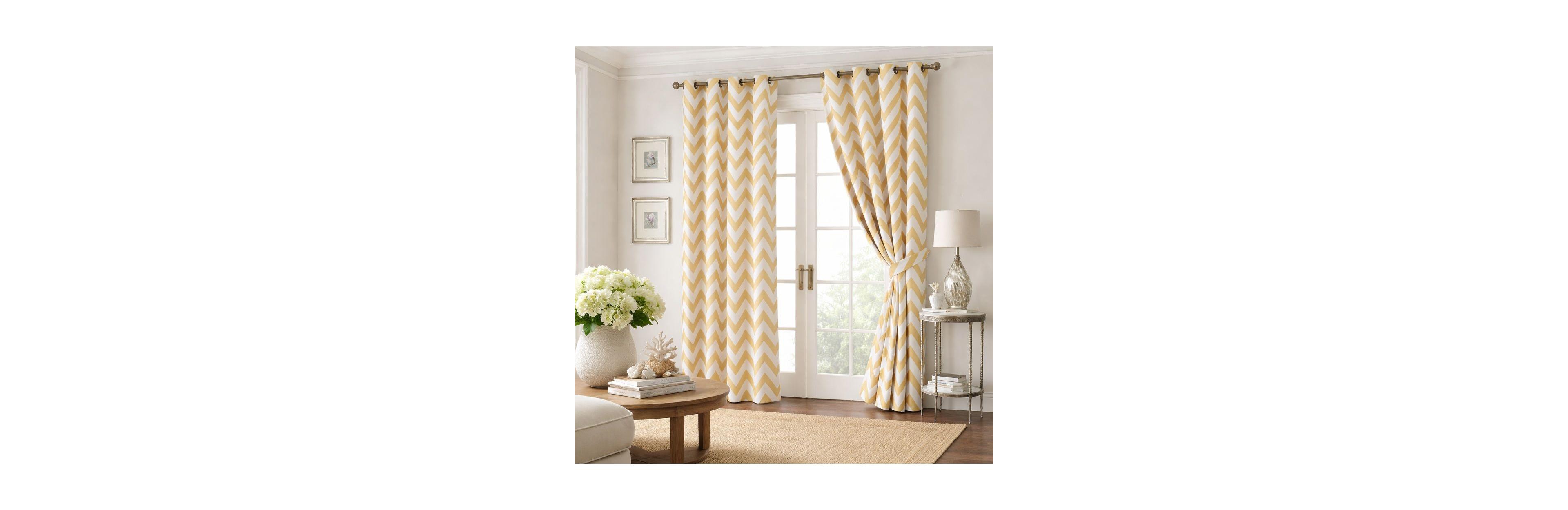 Kate Aurora 2 Piece Chevron Room Darkening Grommet Top Window Curtain Panels