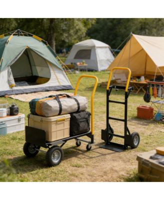 Hand Truck Dual Purpose  Push Cart with Swivel Wheels 330 Lbs Capacity Heavy Duty Platform Cart for Moving/Warehouse/Garden/Grocery