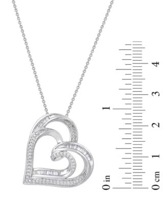 Diamond Double Heart Adjustable Pendant Necklace (1/4 ct. t.w.) in Sterling Silver