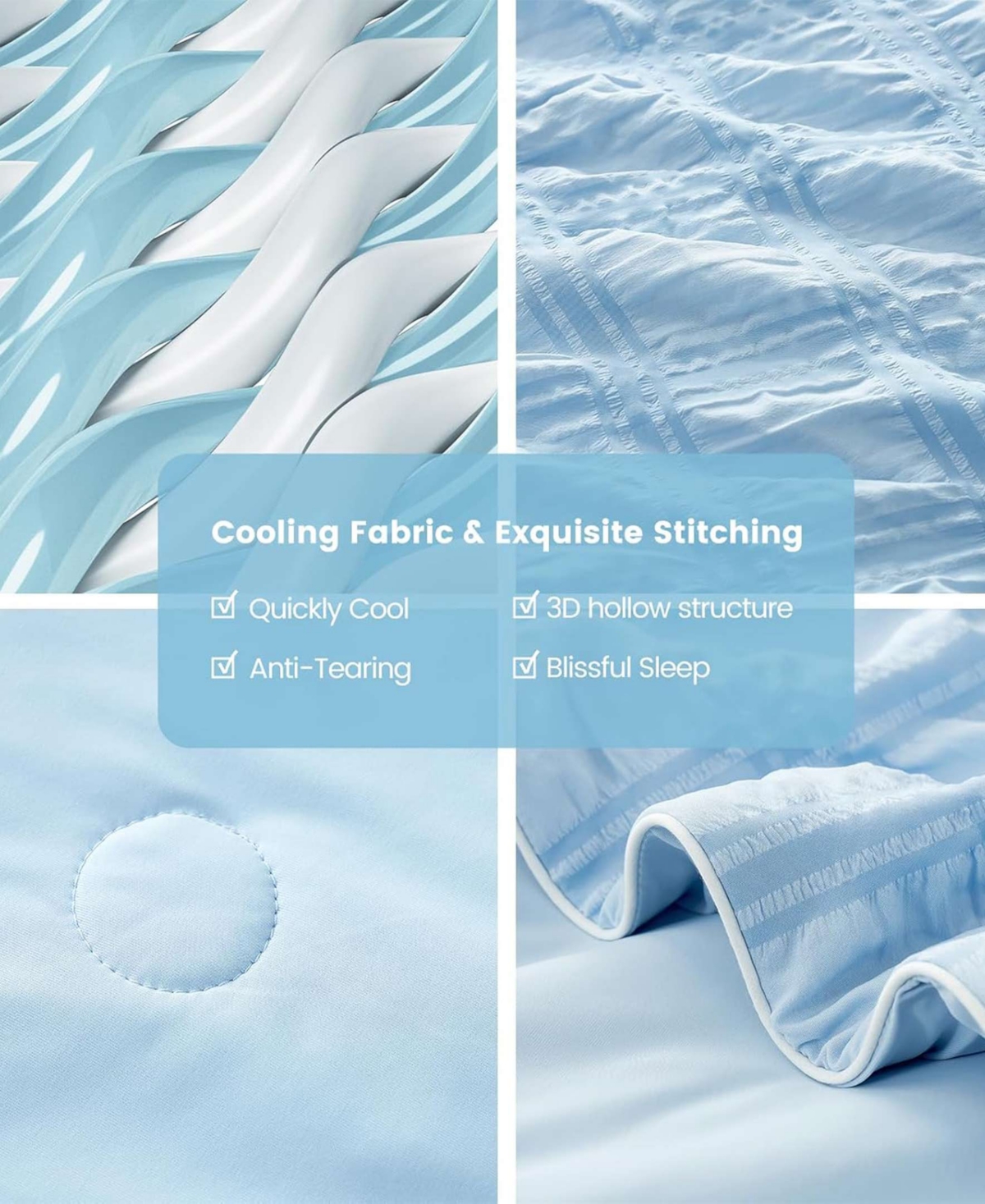 Unikome Seersucker Cooling Reversible Blanket, Full/Queen