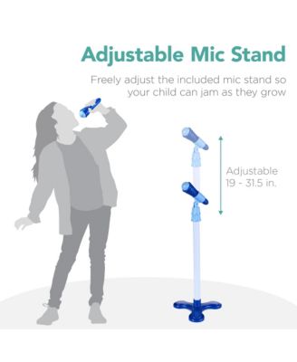 19in Kids Flash Guitar, Pretend Play Musical Instrument Toy for Toddlers w/ Mic, Stand