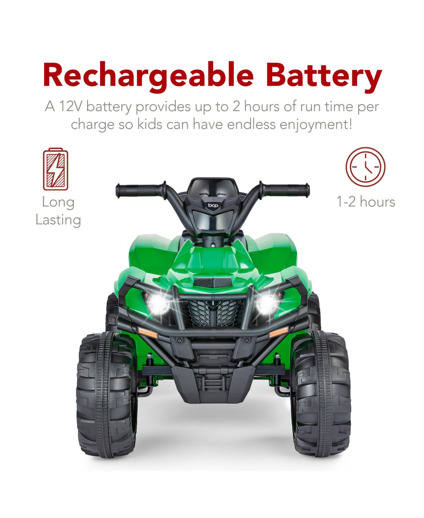 Детская игрушка Best Choice Products 12V Kids Ride-On ATV Quad with Bluetooth, 55 lbs. Capacity, Ages 3+, цвет: Зелёный — фото 7