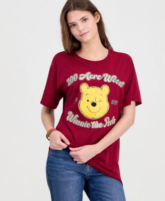 Juniors' Embroidered Pooh Bear T-Shirt