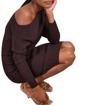 Women's Off-The-Shoulder Ribbed Midi Dress