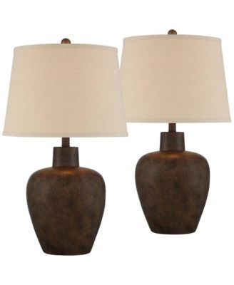 Glenn 27" Tall Urn Farmhouse Rustic Table Lamps Set of 2 WiFi Smart Socket Dark Terra Cotta Finish Living Room