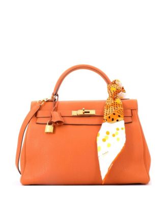 Kelly 32 Handbag Orange Togo with Gold Hardware