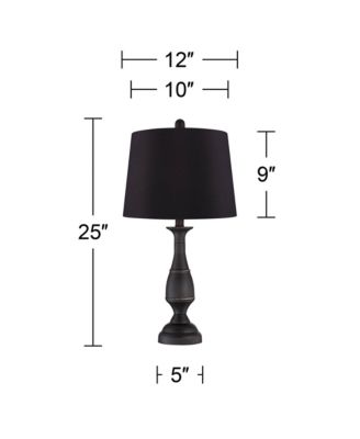 Ben Rustic Farmhouse Table Lamps 25" High Set of 2 Dark Bronze Faux Silk Drum Shade for Bedroom Living Room Bedside Office