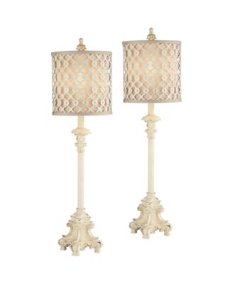 French Candlestick 34" Tall Scroll Skinny Buffet Traditional End Table Lamps Set of 2 Living Room Bedroom