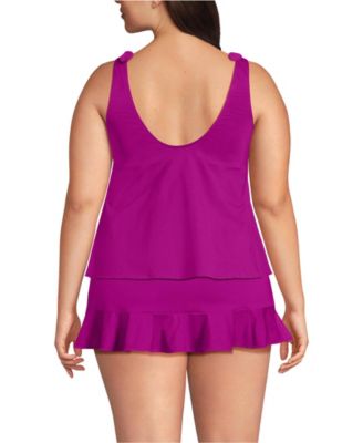 Women's Tie Shoulder Flutter Tankini Top