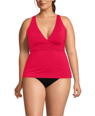 Plus Size V-Neck Plunge X Back Tankini Top