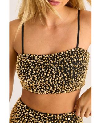 Women's Stud Embellished Crop Top
