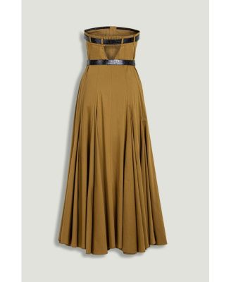 Women's Strapless Double Belted Midi Dress