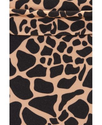Women's Giraffe Print Fold Over Bikini Swimsuit Bottom