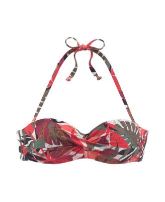 Women's Tropical Print Bandeau Bikini Swimsuit Top Bra Sizing