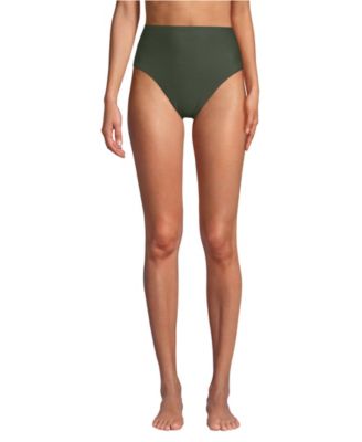 Women's Chlorine Resistant Ottoman Rib High Waisted Bikini Bottoms