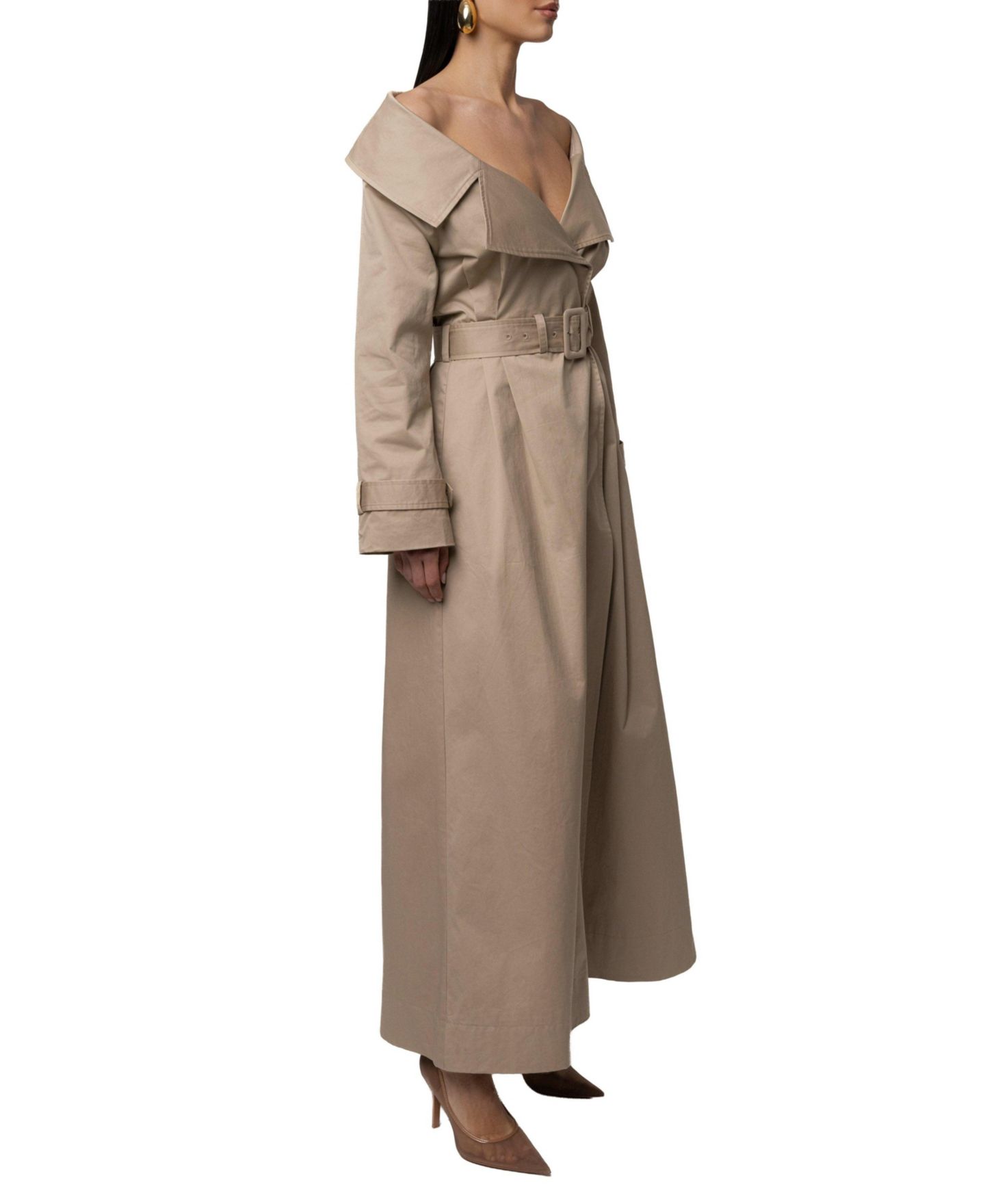 Женское пальто JLUXLABEL Soft Authority Trench, цвет: Серо-бежевый — фото 8