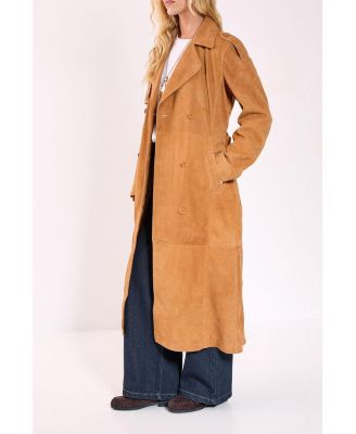 Women's Real Suede Trench Coat