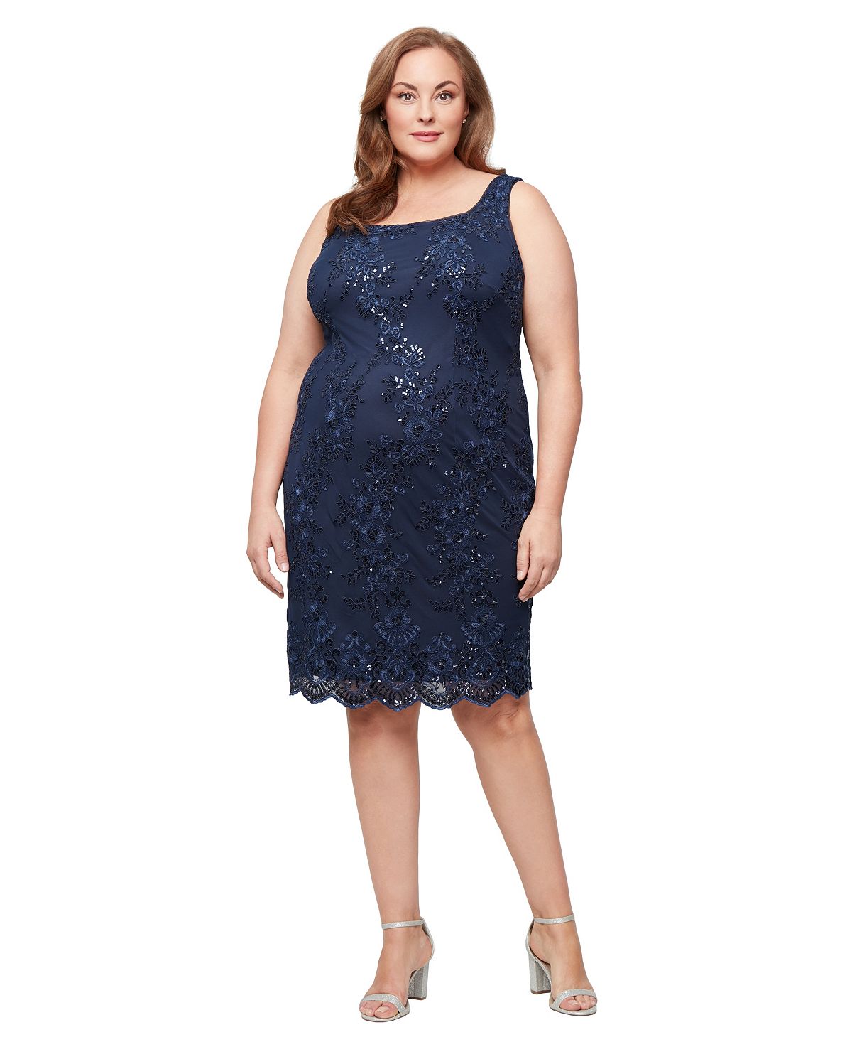 Alex Evenings Women's Glitter Lace Jacket & Dress, 2-Piece Set view 2 — MAYCSS fashion products