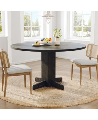 47 Inch Round Dining Table for 4,Farmhouse Wood Kitchen Table, Circle Dinner Table for Kitchen, Living Room, Dining Room