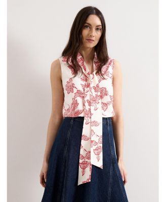 Women's Junie Tie Neck Sleeveless Blouse