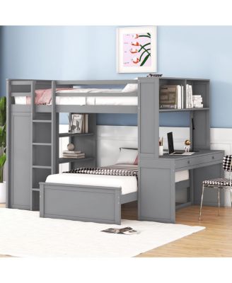 Loft Bed With Bed, Shelves, Desk