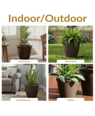 Weather-Resistant Double-Walled Anjelica Outdoor Flower Pot Planter - 15.25"