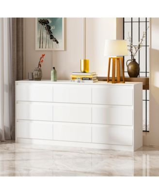 9 Drawer Dresser for Bedroom with Deep Drawers,Dressers and Chest of Drawers Handle Free for Closet Living Room