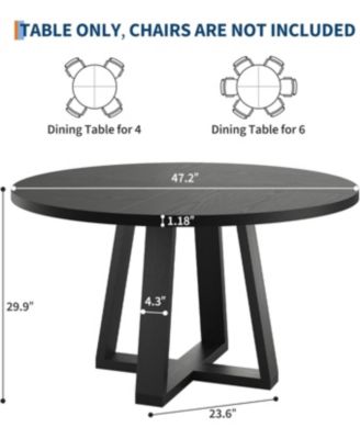 Round Dining Table for 4-6 People, Circle Kitchen Table with Cross Base, Farmhouse Wood Dinner Table for Apartment