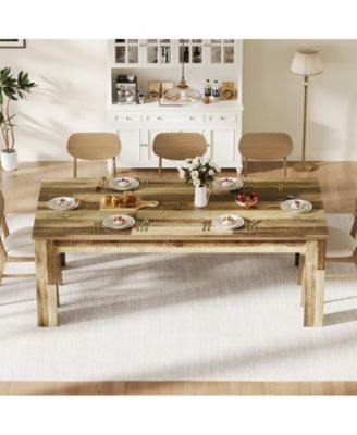 4-6 Person 63" Farmhouse Rectangular Dining Table