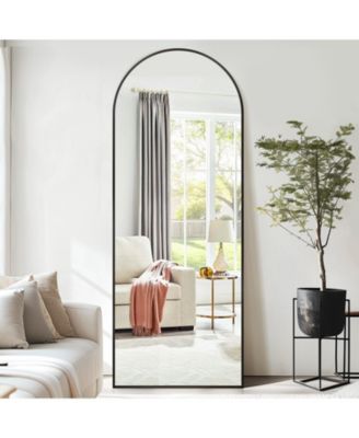 Full Length Mirror, 68"x26" Floor Mirror, Arch Floor Standing Mirror Freestanding Arch Full Body with Stand for Bedroom, Hanging Mounted for Living Room Cloakroom, Black