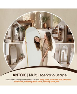Mirror Floor Mirror, Arch Floor Standing Mirror Freestanding Arch Full Body with Stand for Bedroom, Hanging Mounted for Living Room Cloakroom