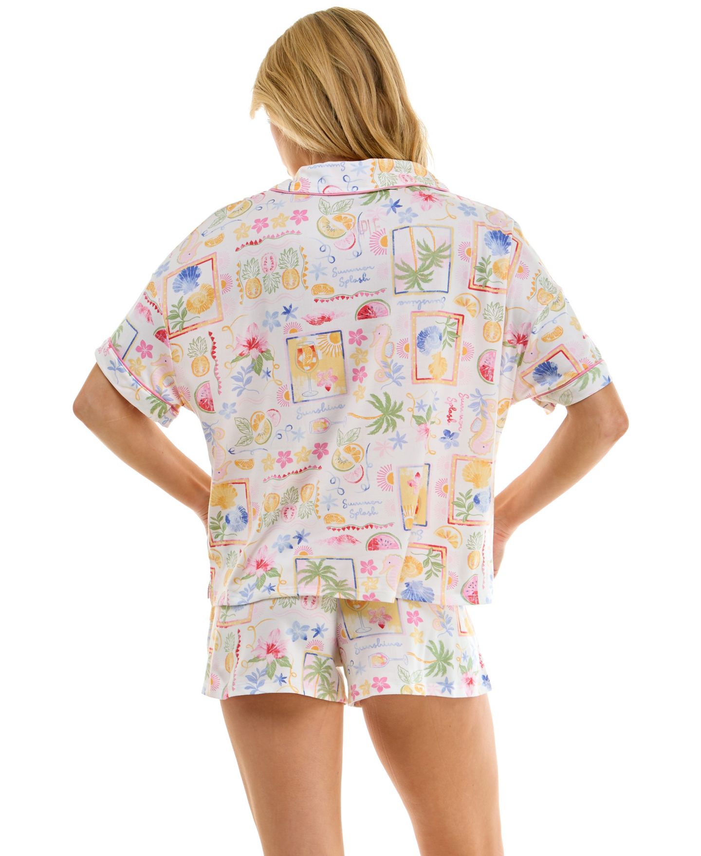 Женские шорты Roudelain Short-Sleeve Top and Mid-Rise Shorts, 2-Piece, цвет: Белый — фото 8