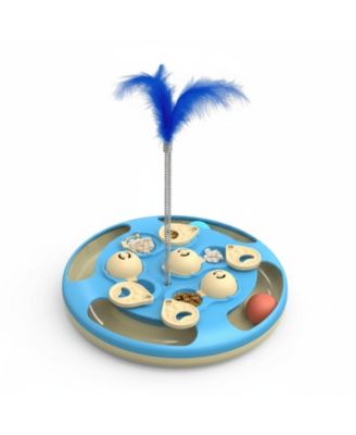 Cat Puzzle Toys 3-in-1 Track Balls Teaser Feeder Non-slip Mental Enrichment Slow Feeding Indoor Cats Gift