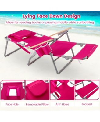 3-in-1 Folding Beach Chair with Footrest and Lay-Flat Position 26 in Wide
