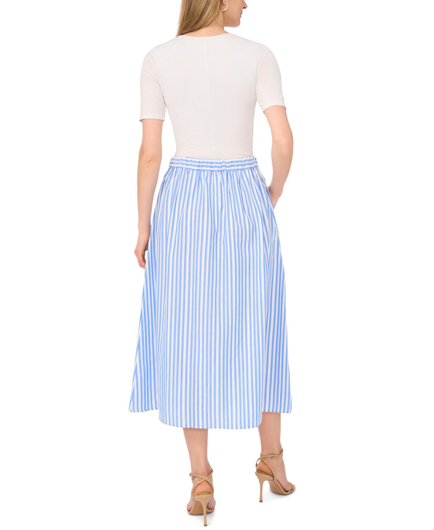 Женская юбка Vince Camuto Pull-On Placket Midi, цвет: Синий облачный — фото 5