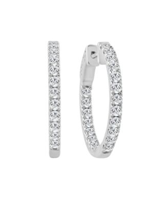 Macy's - Diamond In & Out Hoop Earrings (1-1/2 ct. t.w.) in 10k White Gold