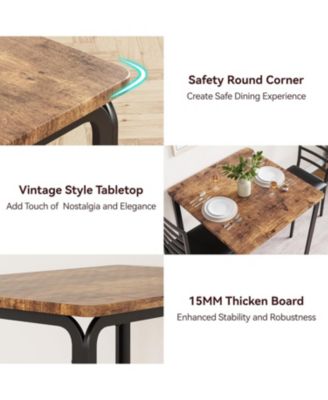 Dining Table for 2, Small Square kitchen Dinner Table Set for 2,Space Saving Wood Modern Dinette With Upholstered,Dining Room Furniture