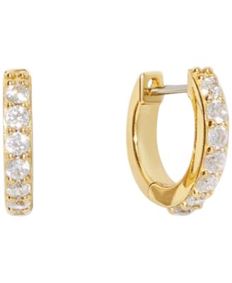 Suzanne Medium Gold-Plated Pave Huggie Hoop Earrings