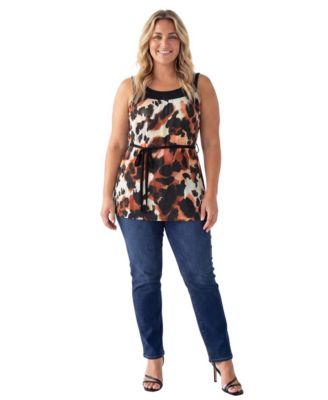 Plus Size Essential Curvy Cheetah Print Round Neck Top