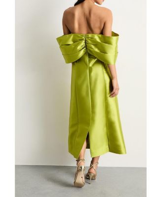 Women's Satin Twill Bardot Midi Dress