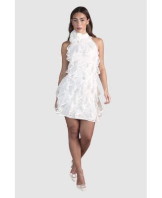 Women's Lace Frill Mini Bridal Dress