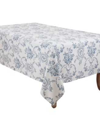 Classic Toile Floral Linen Blend Tablecloth, 60" x 140"