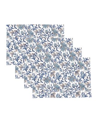 Botanical Floral Cotton Placemats, Set of 4