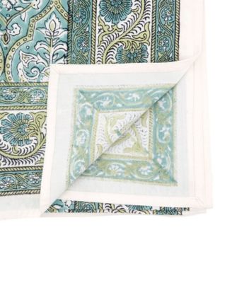 Ornate Floral Border Cotton Tablecloth, 70" x 70"