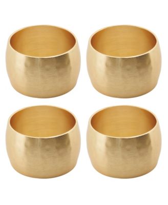 Brushed Brass Napkin Rings, Set of 4