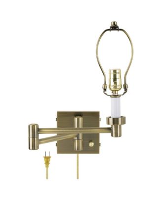 Modern Swing Arm Wall Lamp Base Dark Antique Brass Plug-In Light Fixture for Bedroom Bedside Living Room Reading