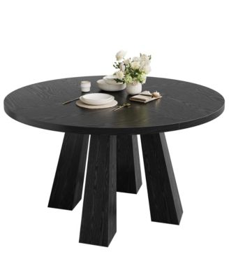 4-Person Round Farmhouse Dining Table with Pedestal