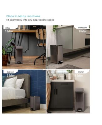 8 Gallon and 3 Gallon Slim Stainless Steel Trash Can Combo Set with Step Pedals and Soft Close Lids