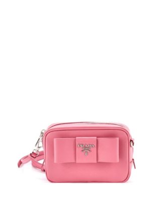 Mini Bow Camera Crossbody Bag Saffiano Leather